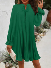 Load image into Gallery viewer, Tie Neck Flounce Sleeve Mini Dress
