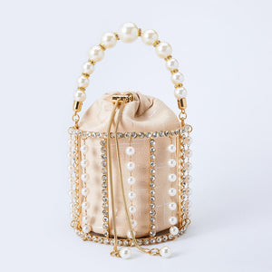 Pearl Clutch Bag Beaded Bucket Purses