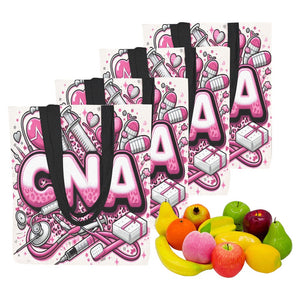 Pink and White CNA Canvas Tote Bags (Set of 4)