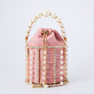 Pearl Clutch Bag Beaded Bucket Purses