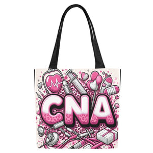 Pink and White CNA Canvas Tote Bags (Set of 4)