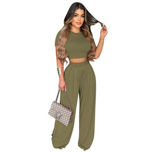 Casual Wide Leg Pant Set