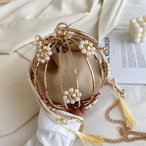 Luxurious Diamond Pearl Evening Bag