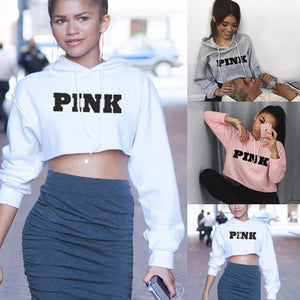 Pink Hoodies Crop Top