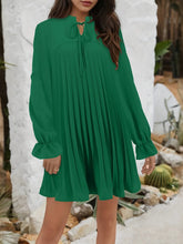 Load image into Gallery viewer, Tie Neck Flounce Sleeve Mini Dress
