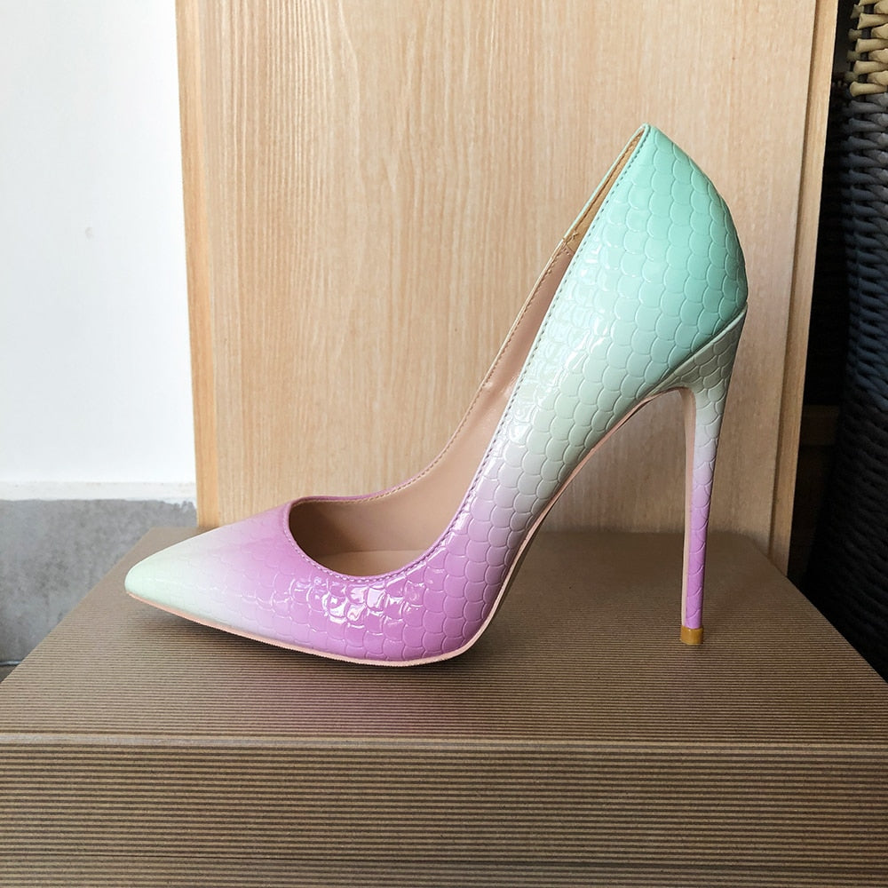 Zymira's Cotton Candy Crocodile Effect Stiletto