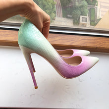 Load image into Gallery viewer, Zymira&#39;s Cotton Candy Crocodile Effect Stiletto
