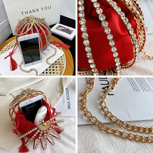 Luxurious Diamond Pearl Evening Bag