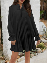 Load image into Gallery viewer, Tie Neck Flounce Sleeve Mini Dress
