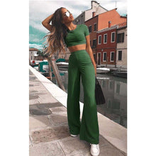 Load image into Gallery viewer, Noonie&#39;s crop top wide leg pants set
