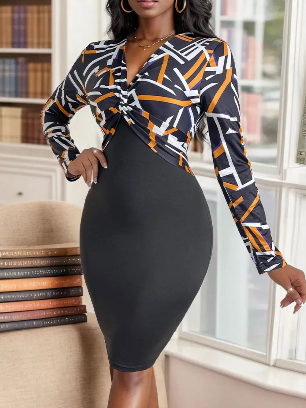 Vickie's V-neck high waist dress