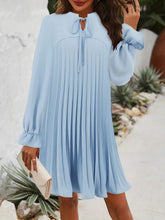 Load image into Gallery viewer, Tie Neck Flounce Sleeve Mini Dress
