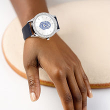Load image into Gallery viewer, ZPB Blue Leather Silver Sun Cut Dial Watch Women
