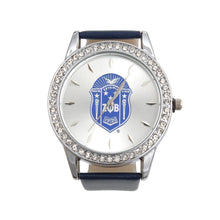 Load image into Gallery viewer, ZPB Blue Leather Silver Sun Cut Dial Watch Women
