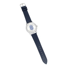 Load image into Gallery viewer, ZPB Blue Leather Silver Sun Cut Dial Watch Women
