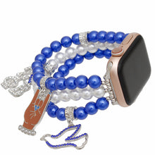 Load image into Gallery viewer, ZPB Sorority Blue White Pearl Watch Band for Women
