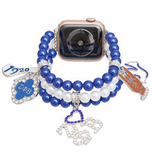 Load image into Gallery viewer, ZPB Sorority Blue White Pearl Watch Band for Women
