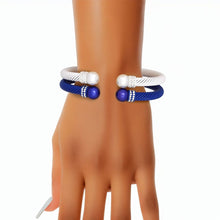 Load image into Gallery viewer, ZPB Sorority 2 Pcs Blue White Cable Bangles
