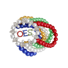 Load image into Gallery viewer, OES Sorority Multi Pearl 5 Strand Bracelet Women
