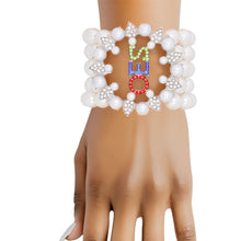 Load image into Gallery viewer, OES Sorority White Pearl 5 Strand Bracelet Women
