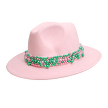 Load image into Gallery viewer, AKA Sorority Pink Fedora Pearl Band Hat for Women

