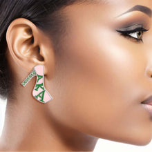 Load image into Gallery viewer, AKA Pink Green Platform Studs
