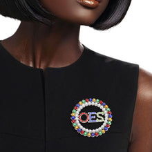 Load image into Gallery viewer, OES Sorority Round Multicolor Pearl Brooch Pin
