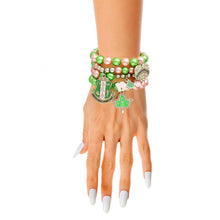 Load image into Gallery viewer, Sorority Inspired Pink Green Pearl Bracelets
