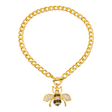 Load image into Gallery viewer, Designer Style Rhinestone Bee Toggle Necklace
