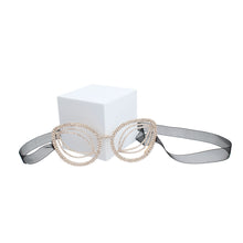 Load image into Gallery viewer, Gold Marquise Rhinestone Eye Mask
