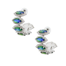 Load image into Gallery viewer, Brilliant Green Marquise Crystal Hoops
