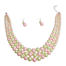 Load image into Gallery viewer, Pink and Green Pearl 3 Sorority Necklace
