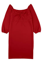 Load image into Gallery viewer, Long Sleeve Front Knot Plus Size Midi Dress
