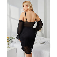 Load image into Gallery viewer, Black Cold-Shoulder Balloon Sleeve Mini Dress
