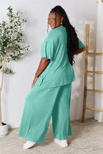 Load image into Gallery viewer, Double Take Full Size Round Neck Slit Top and Pants Set
