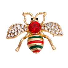 Load image into Gallery viewer, Designer Red Crystal Bee Brooch
