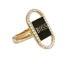 Load image into Gallery viewer, BOSS Black Oval Rhinestone Ring
