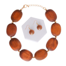 Load image into Gallery viewer, Brown Brown Wooden Disc Necklace
