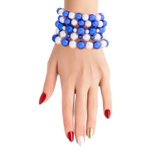 Load image into Gallery viewer, Blue White Pearl Bracelets 5 Pcs
