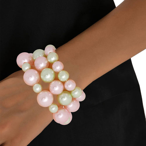 Pink and Green Pearl 3 Pcs Bracelets