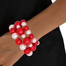 Load image into Gallery viewer, Red and White Pearl 3 Pcs Bracelets
