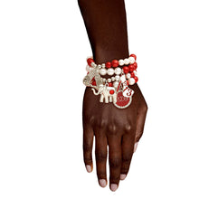 Load image into Gallery viewer, Sorority Inspired Red White Pearl Bracelets
