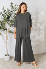 Load image into Gallery viewer, Double Take Full Size Round Neck Slit Top and Pants Set
