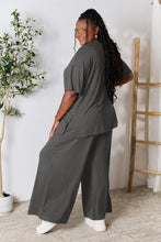 Load image into Gallery viewer, Double Take Full Size Round Neck Slit Top and Pants Set
