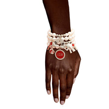 Load image into Gallery viewer, Sorority Inspired  Charm White Pearl Bracelets
