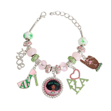 Load image into Gallery viewer, Pink Green Sorority Charm Bracelet
