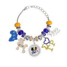 Load image into Gallery viewer, Blue Gold Sorority Charm Bracelet
