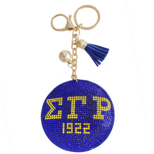 Load image into Gallery viewer, Blue Gold Padded Sorority Keychain
