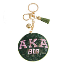 Load image into Gallery viewer, Pink Green Padded Sorority Keychain
