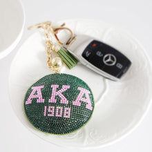 Load image into Gallery viewer, Pink Green Padded Sorority Keychain
